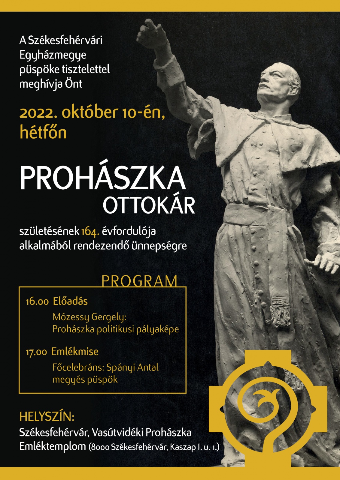 A 164 éve született Prohászka Ottokár püspökre emlékeznek hétfőn